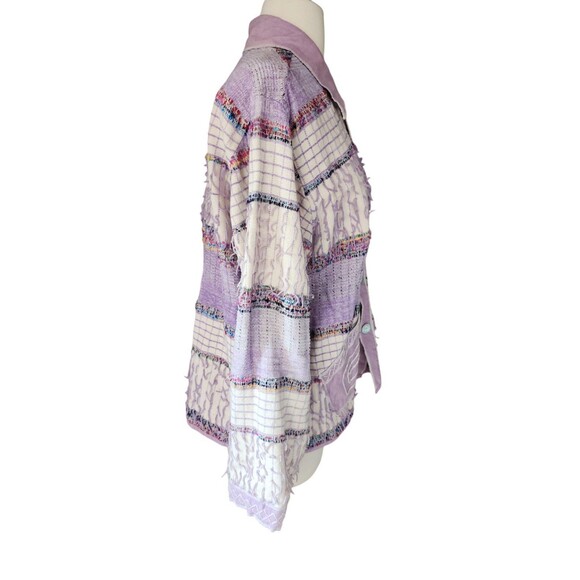 Patchwork Handmade Jacket Women's Size Large Boho Quilt Cluttercore Lavender - Picture 5 of 7